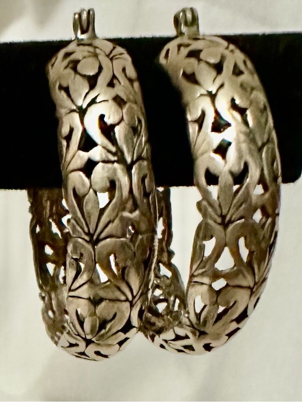BOHO Swirl Filigree Hoop Earrings - Sterling Silver- 1 1/4”